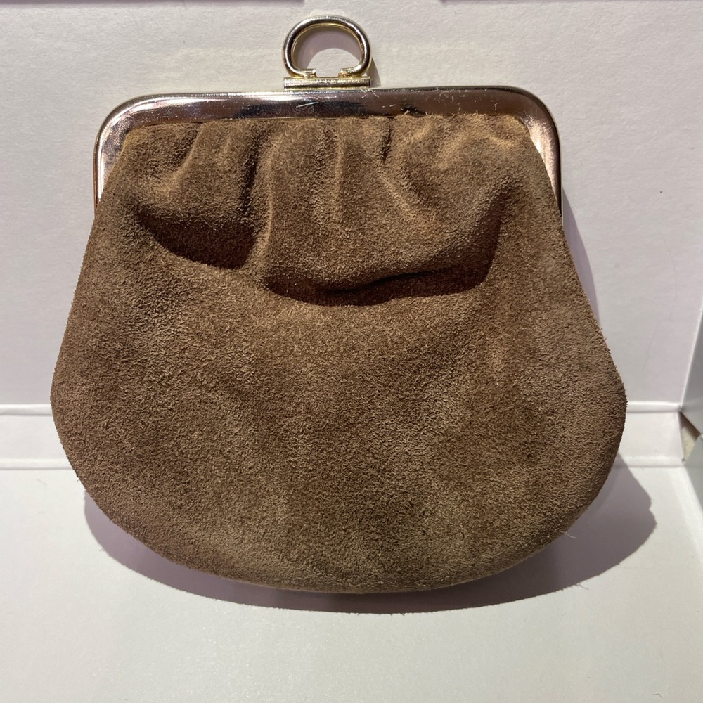 Vintage Neiman Marcus Suede Kiss Lock Coin Purse Made in Italy Rare